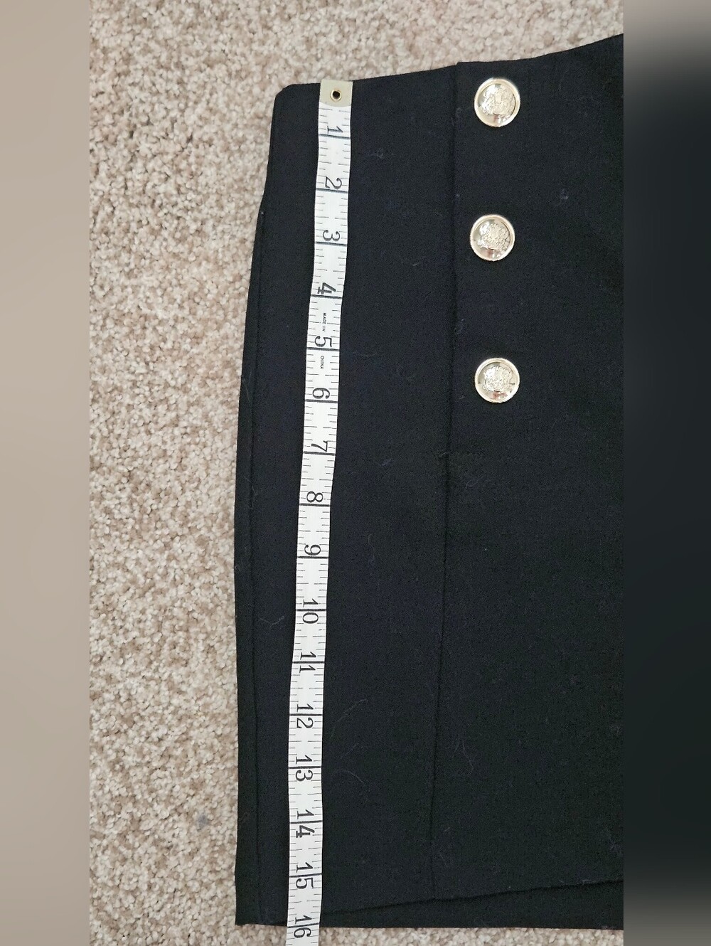 Zara Black High-Waist Shorts With Decorative Gold Button Front - Picture 4 of 10